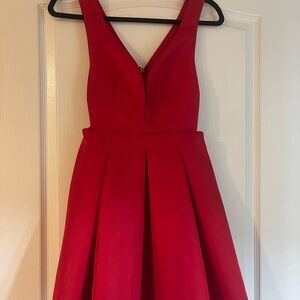 Hot & Delicious Red Pleated Mini Dress V-Neck Sleeveless